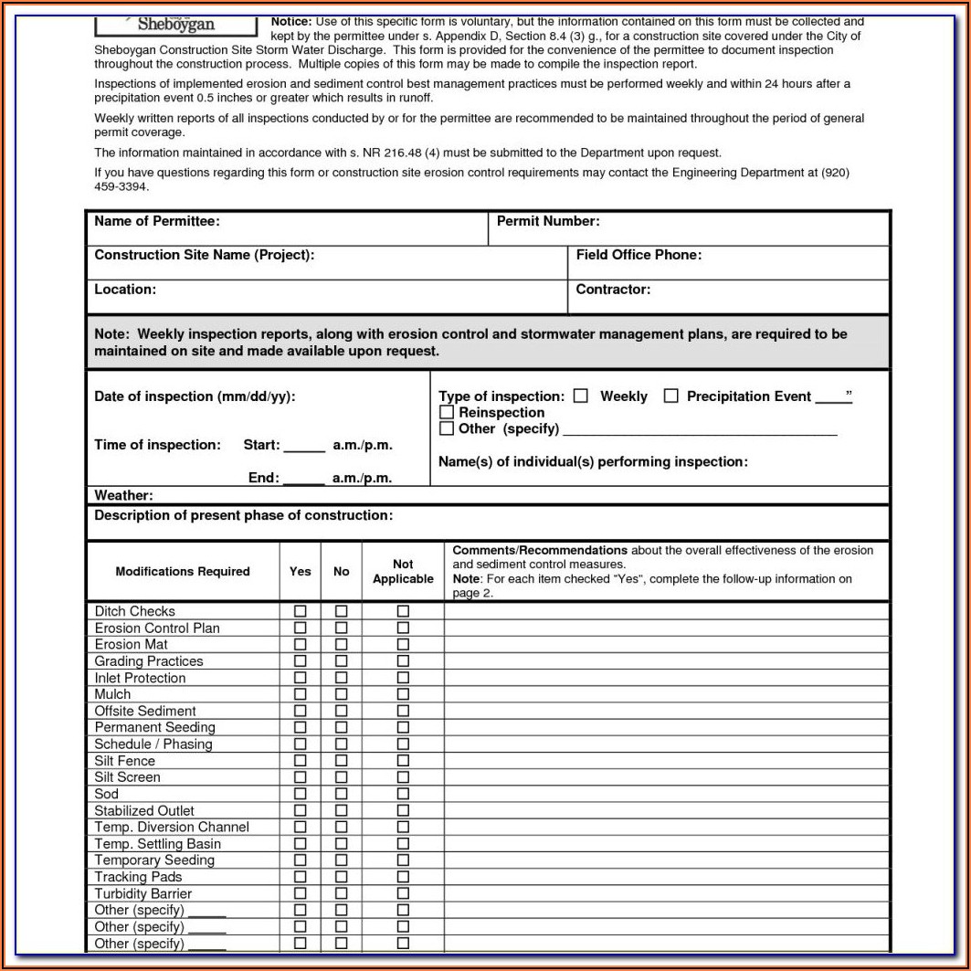 Ohio Epa Swppp Inspection Form