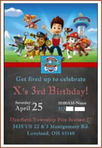 Paw Patrol Birthday Invitation Sample