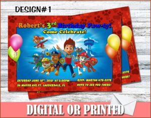 Paw Patrol Birthday Invitations Custom