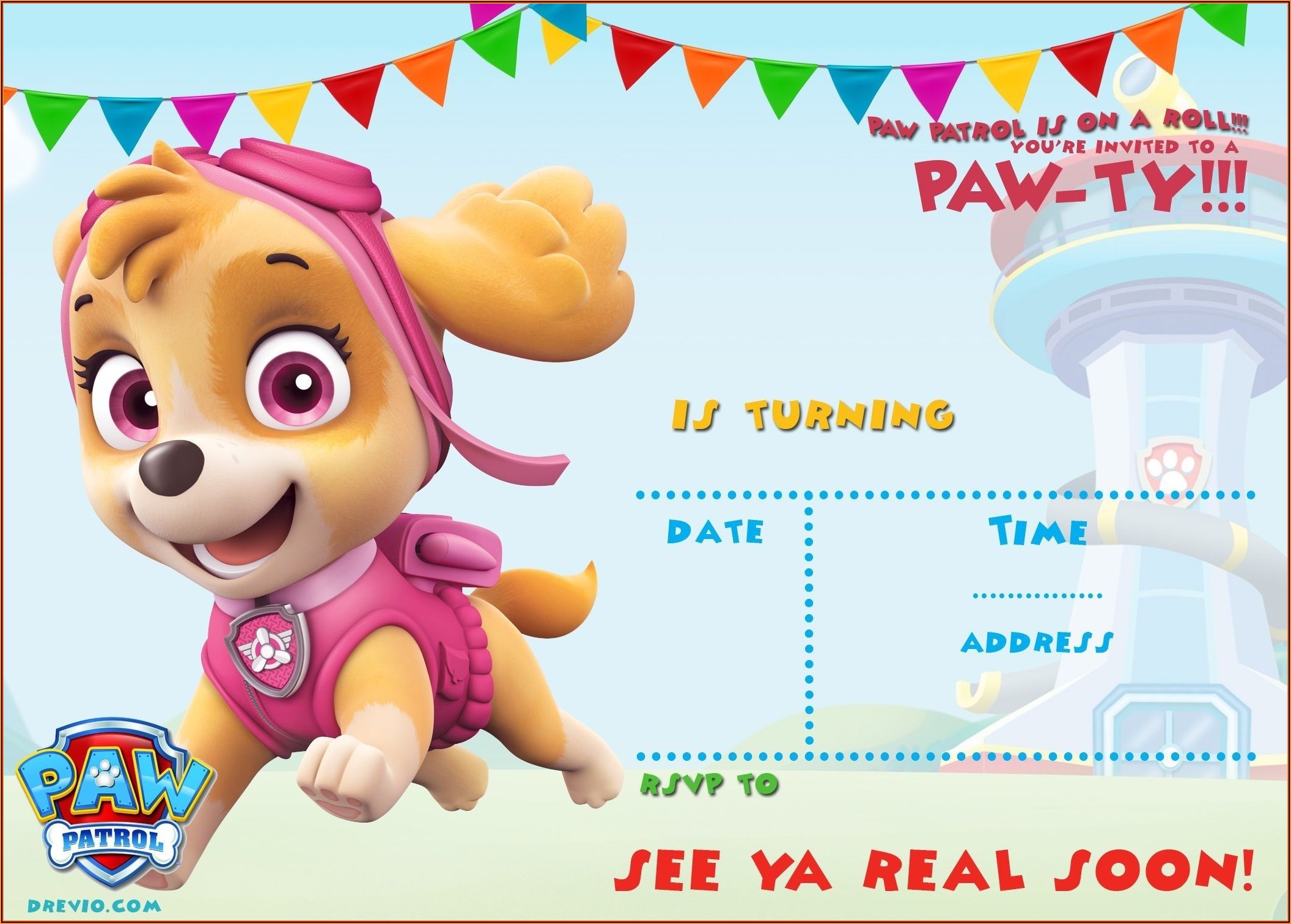 Paw Patrol Party Invitation Template Free