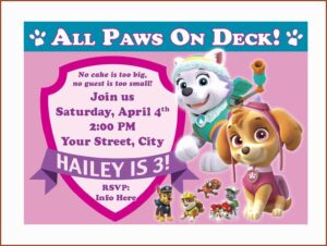 Paw Patrol Birthday Invitations Free Printable