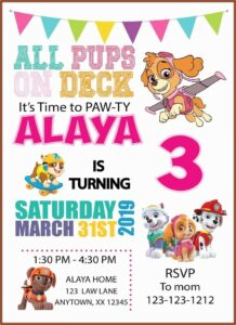 Paw Patrol Birthday Invitations Girl