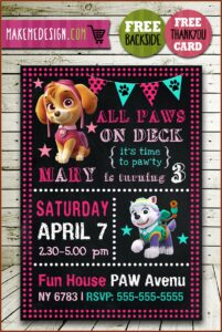 Paw Patrol Party Invitations Girl