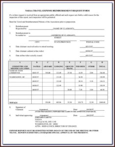 Per Diem Expense Report Form
