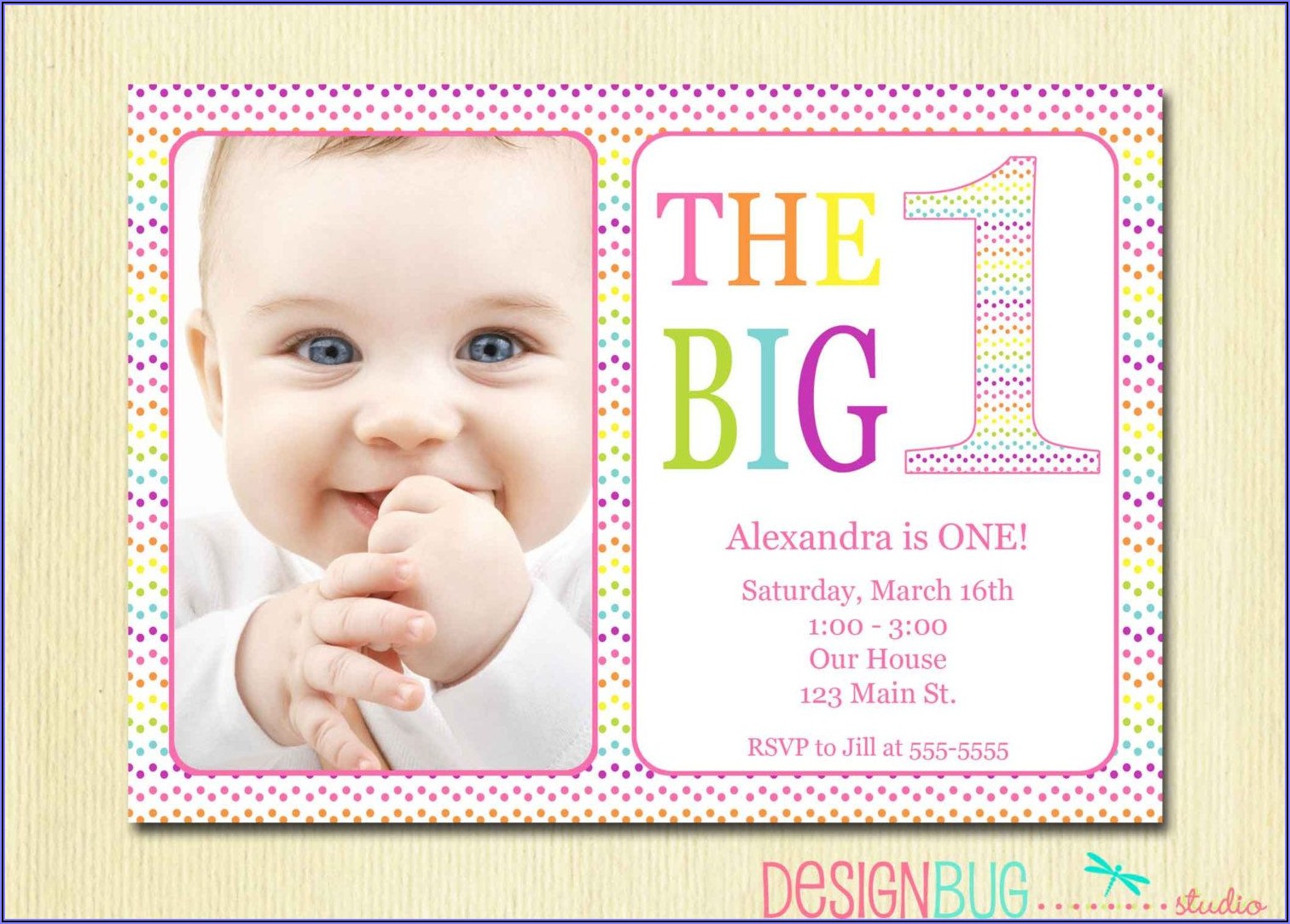 Personalized Baby Girl's 1st Birthday Invitations