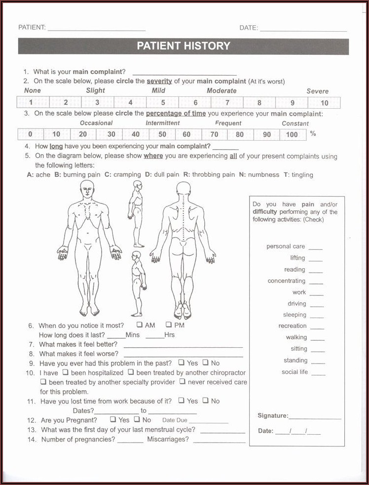 Physical Therapy Intake Forms