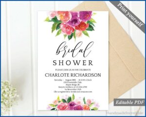 Pink Floral Bridal Shower Invitations