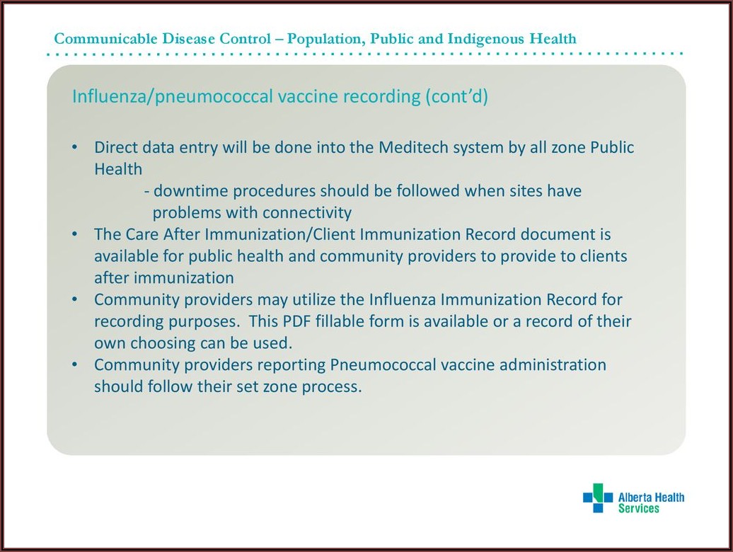 Pneumococcal Vaccine Consent Form Alberta