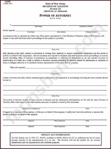Power Of Attorney Form Nj Taxation