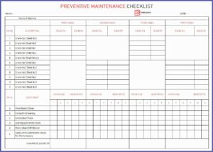 Preventive Maintenance Checklist Format Pdf