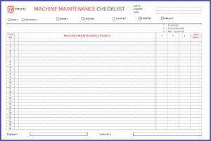 Preventive Maintenance Checklist Template