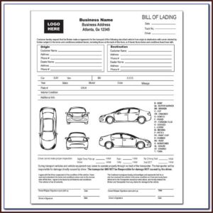 Printable Auto Transport Bill Of Lading Template Free