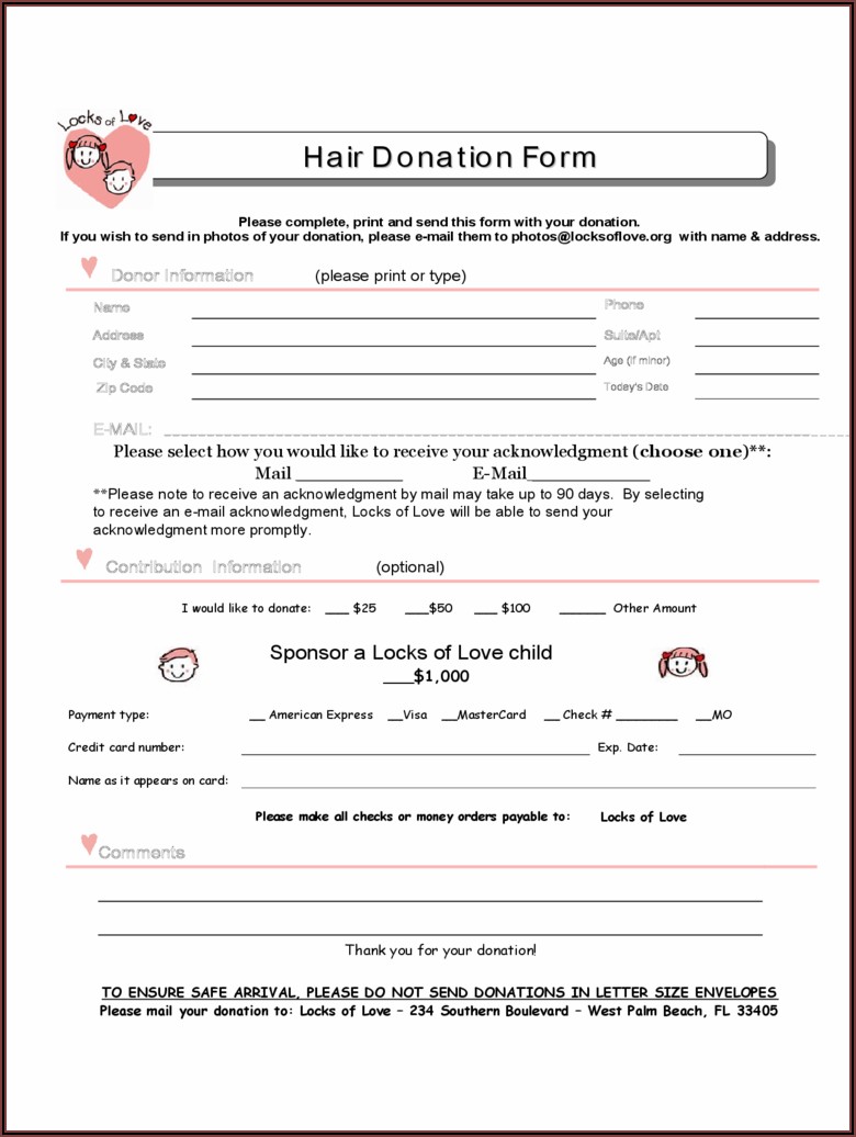 Printable Donation Form Template Word
