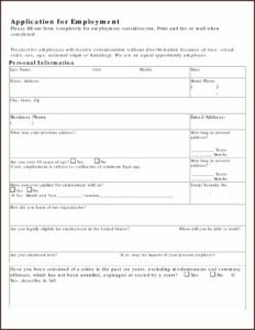 Printable Generic Application Form
