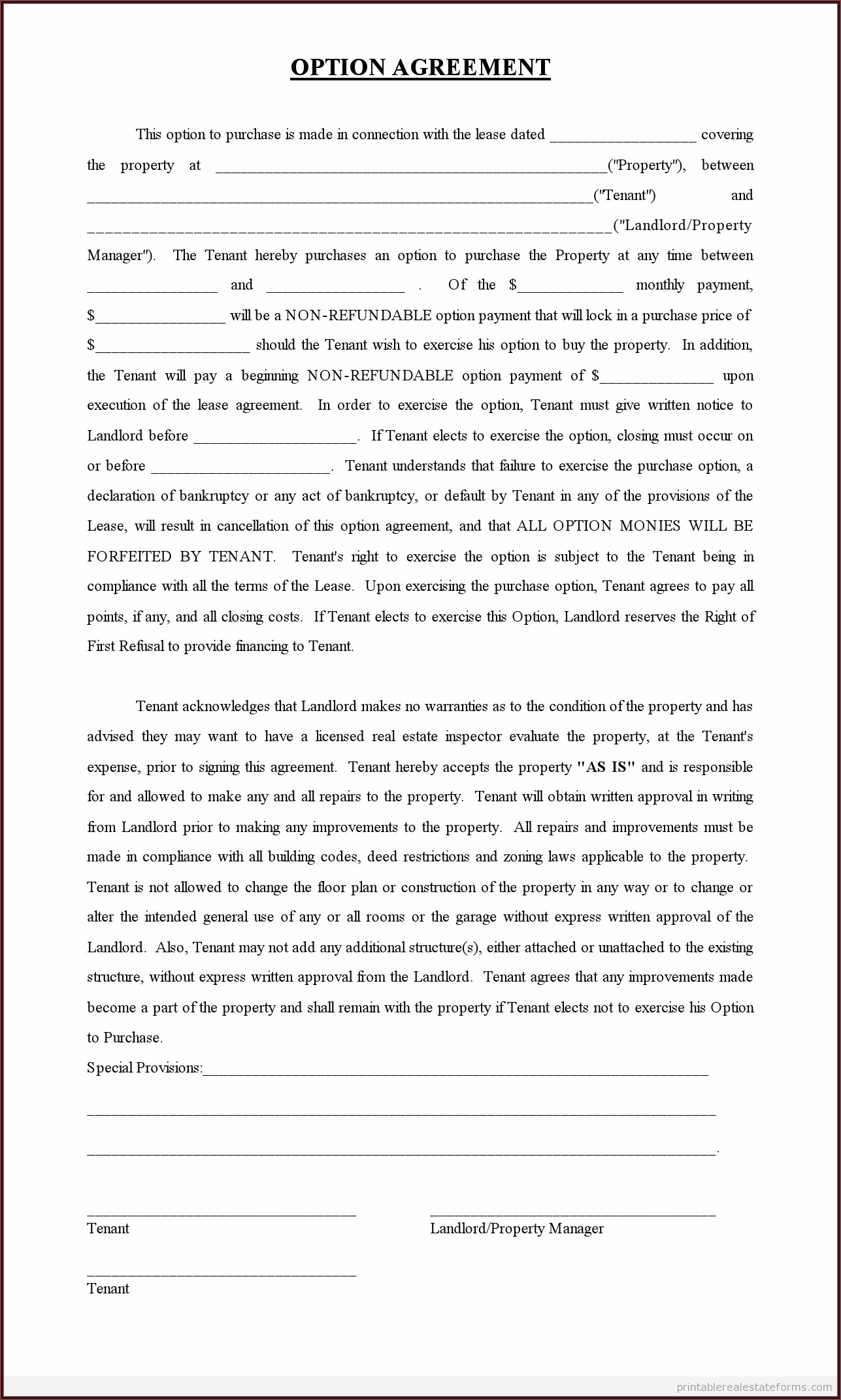 Printable Lease Contracts