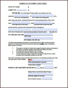 Printable Medical Power Of Attorney Form Texas