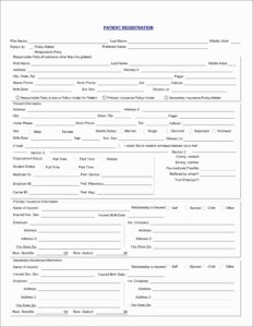Printable Patient Registration Forms