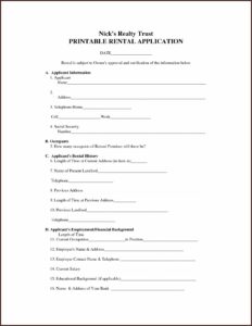 Printable Rental Agreement Forms