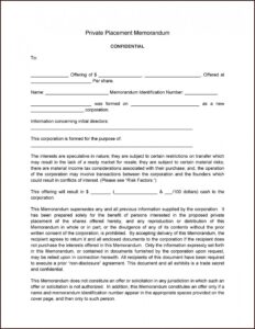 Private Placement Memorandum Sample