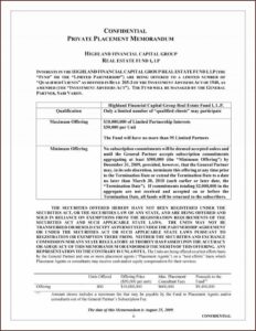 Private Placement Memorandum Sample Pdf