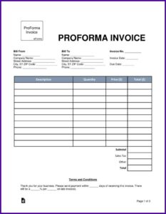Proforma Invoice Example
