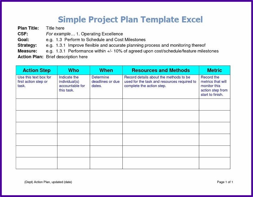 Project Action Plan Template Excel
