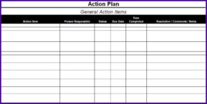 Project Management Action Plan Template Excel