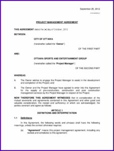 Project Management Agreement Template