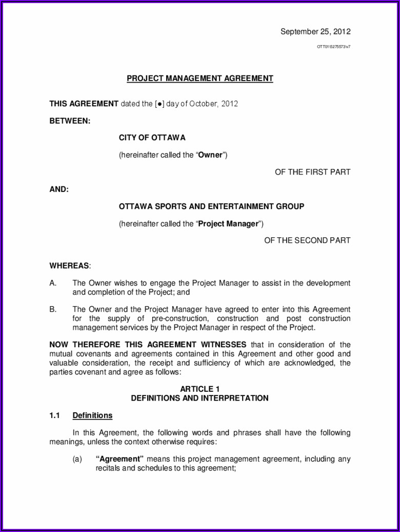 Project Management Agreement Template