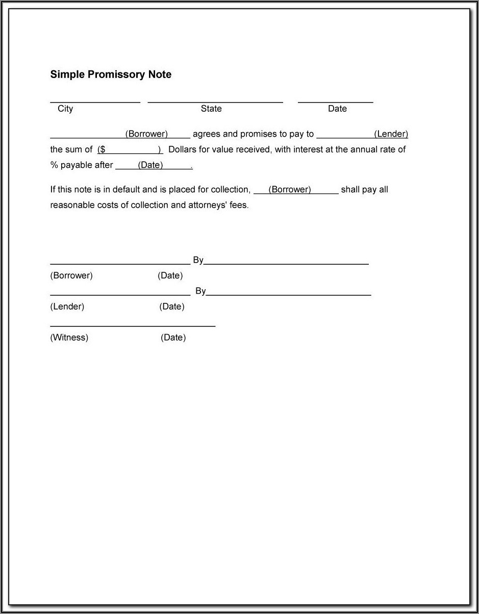 Promissory Notes Template For Word