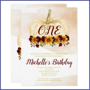 Pumpkin First Birthday Girl Invitations