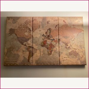 Push Pin World Travel Map 3 Panel