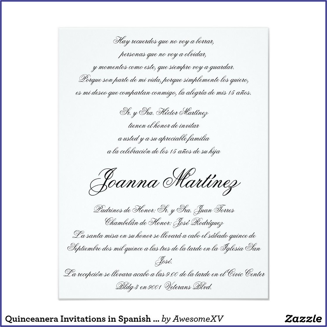 Quinceanera Invitations Wording In Spanish Samples