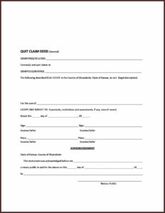 Quit Claim Deed Form Ks