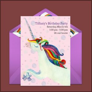 Rainbow Unicorn Birthday Invitations Free
