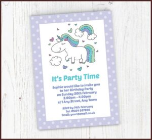 Rainbow Unicorn Invitations Free