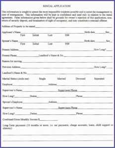 Real Estate Rental Application Form Template
