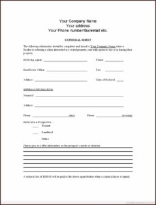 Realtor Referral Form Example