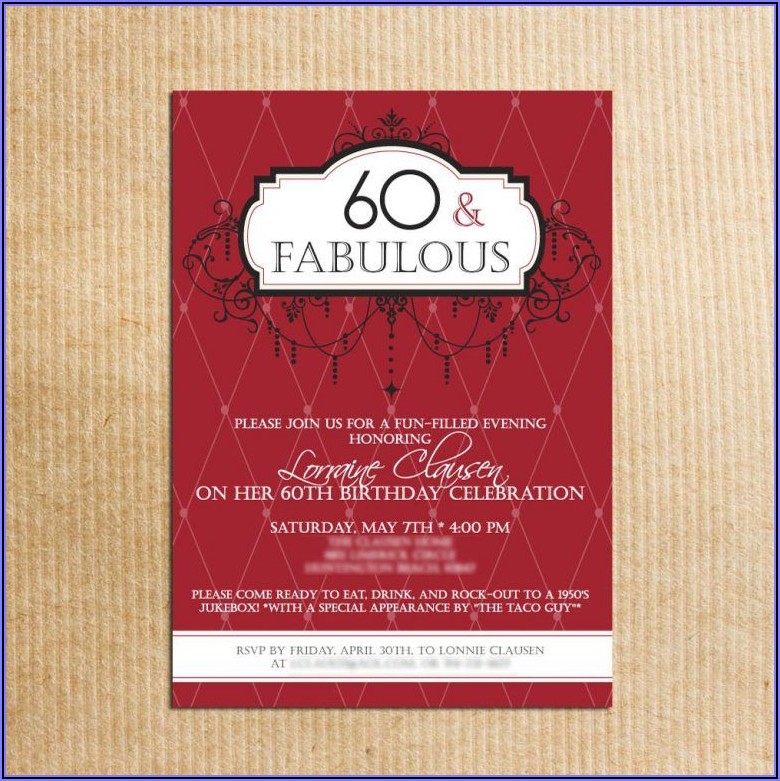 Red And Gold 60th Birthday Invitation Templates
