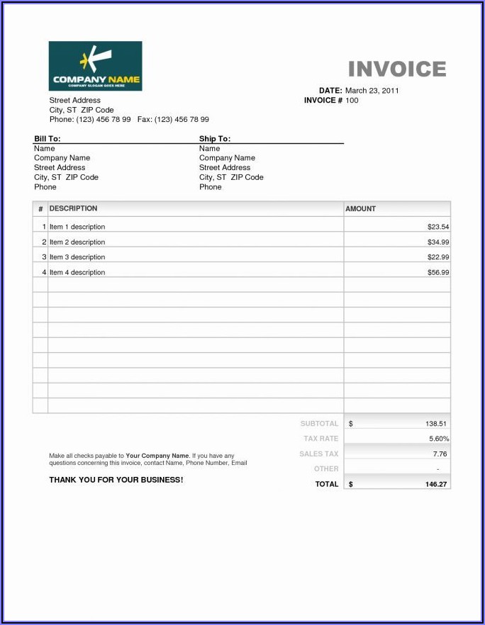 Reimbursement Invoice Format India