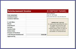Reimbursement Invoice Template