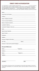 Rental Application And Credit Check Form