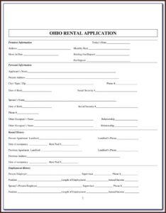 Rental Application Form Pdf Fillable