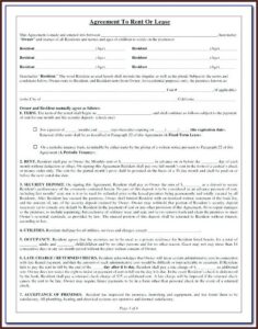 Residential Lease Rental Agreement Form Ohio