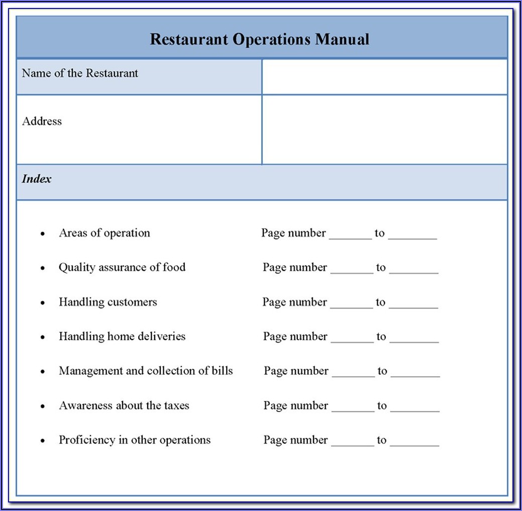 Restaurant Franchise Operations Manual Template