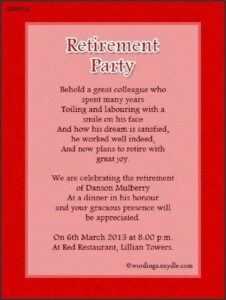 Retirement Party Invitation Wording For Coworker