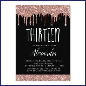 Rose Gold 13th Birthday Invitations