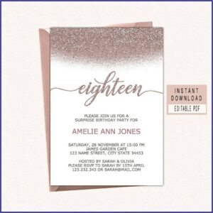 Rose Gold 18th Birthday Invitations