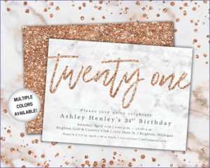 Rose Gold 21st Birthday Invitations