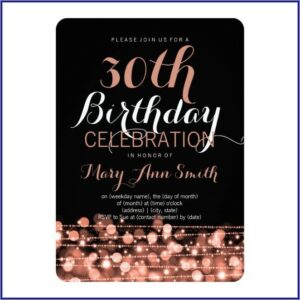Rose Gold 30th Birthday Invitations